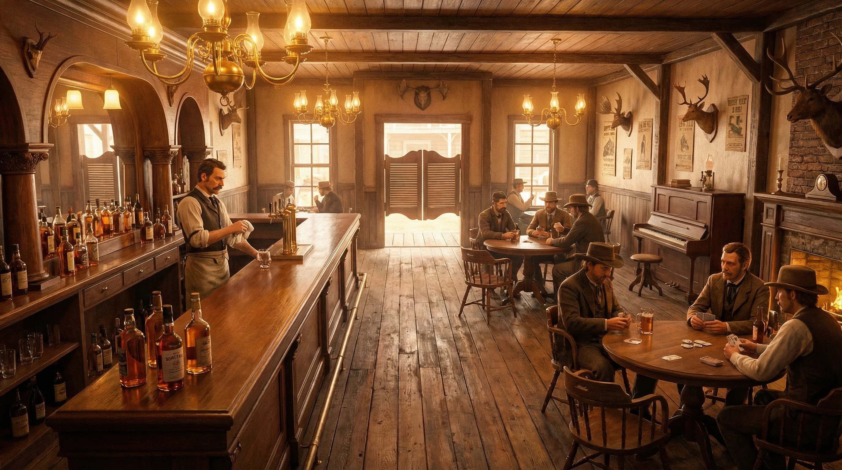 西部沙龙酒馆内部场景 - 麻将胡了模拟器 历史